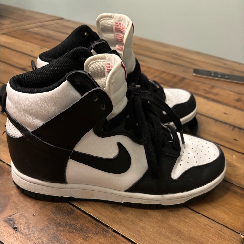 Nike High top Black and White Panda dunks women’s size 6